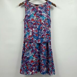 Theory Harida Silk Printed Tank Dress in Perplexing Motif 4